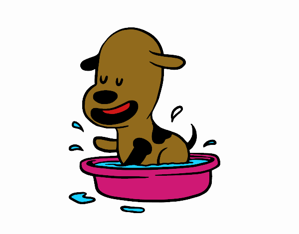 Dibujo Un perrito en la bañera pintado por elwaht