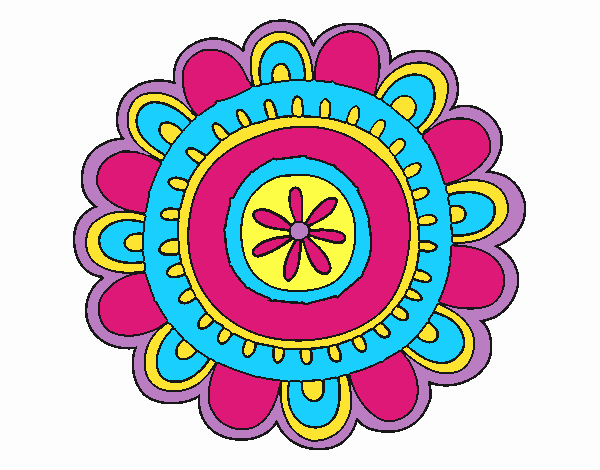 Dibujo Mandala alegre pintado por emilili