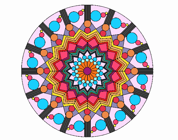 Dibujo Mandala flor con círculos pintado por emilili