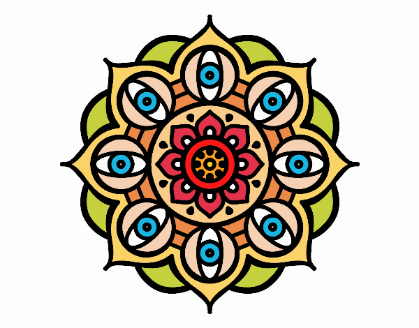 Dibujo Mandala ojos abiertos pintado por emilili
