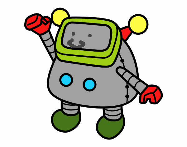 Dibujo Robot saludando pintado por elwaht