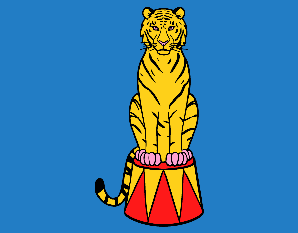Dibujo Tigre de circo pintado por vale26