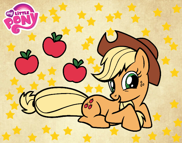 Dibujo Applejack y sus manzanas pintado por Anyelinlon