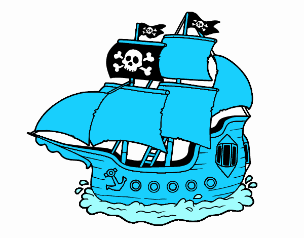 Dibujo Barco pirata pintado por bebuspe