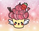 Dibujo Cupcake kawaii con fresa pintado por l12amjzl