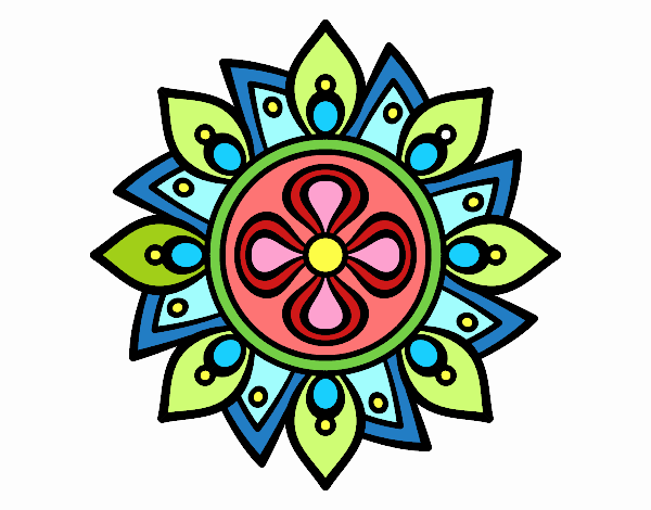 Dibujo Mandala flor sencilla pintado por bandin