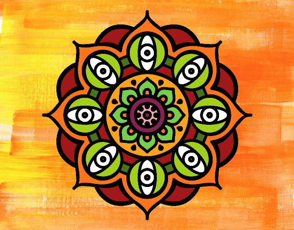Dibujo Mandala ojos abiertos pintado por Harte
