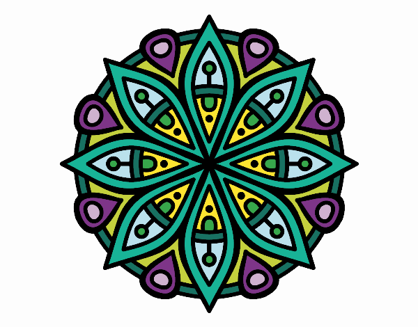 Dibujo Mandala para la concentración pintado por ARl88