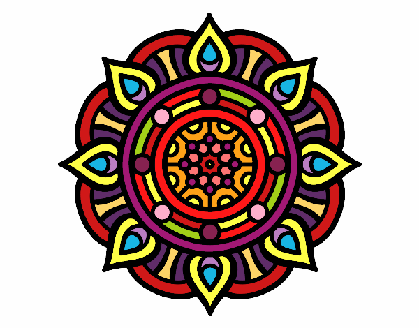 Dibujo Mandala puntos de fuego pintado por Harte