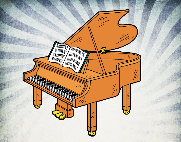 Dibujo Un piano de cola abierto pintado por ibiza