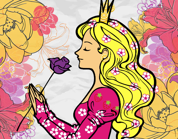 Dibujo Princesa y rosa pintado por beto1emily
