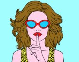 Dibujo Chica con gafas de sol pintado por evelyn8