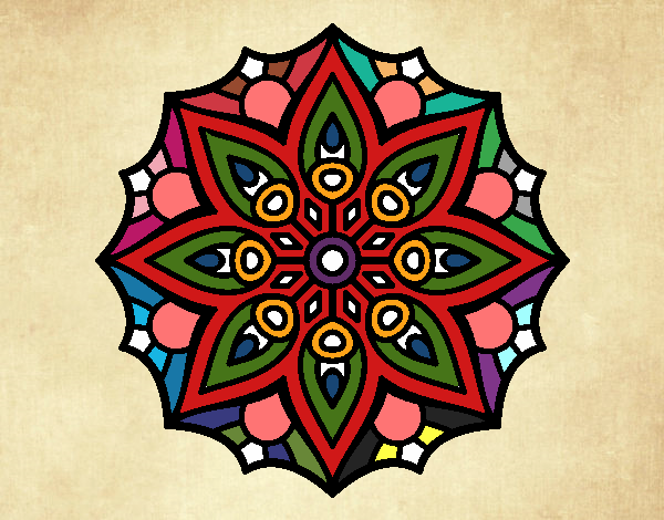 Dibujo Mandala simetría sencilla pintado por ilecab