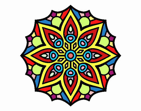 Dibujo Mandala simetría sencilla pintado por temc89