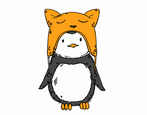 Dibujo Pingüino con gorrito divertido pintado por kill