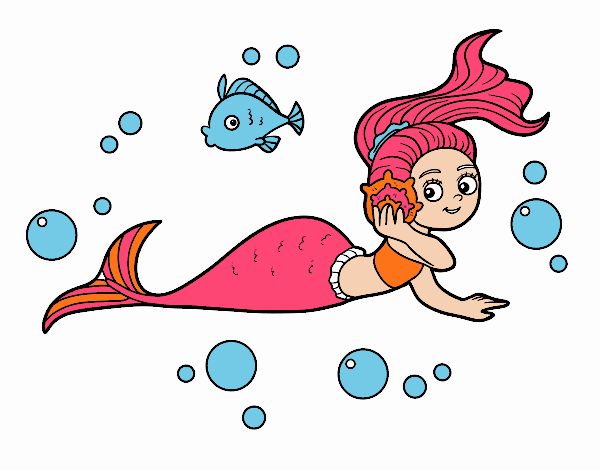Dibujo Sirena mágica pintado por sara1234