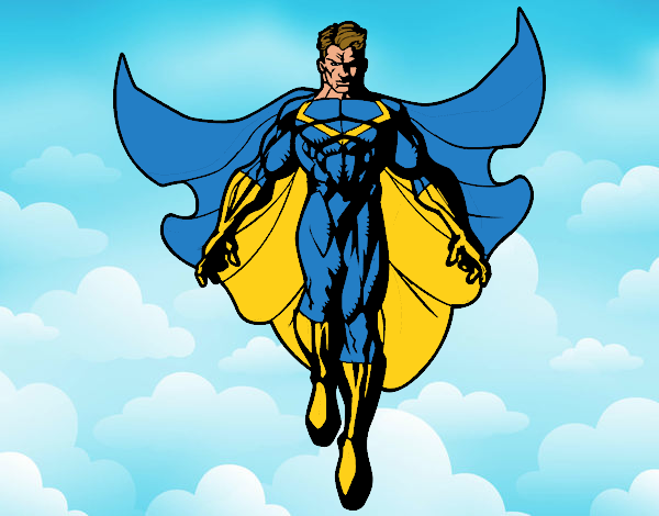 Dibujo Un Super héroe volando pintado por Gokube