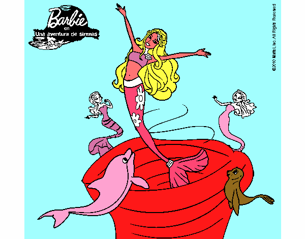 Dibujo Barbie sirena contenta pintado por Alejamori