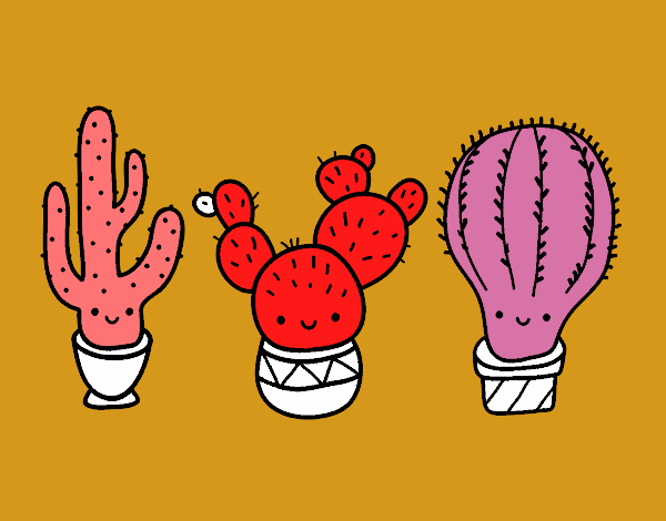 Dibujo 3 mini cactus pintado por fer2013