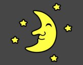 Dibujo Luna con estrellas pintado por fer2013