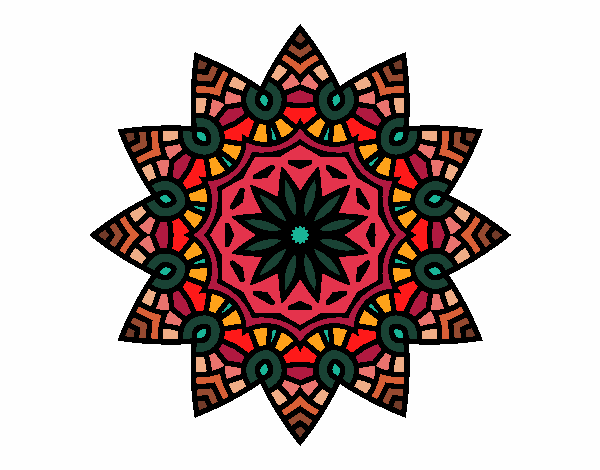 Dibujo Mandala estrella floral pintado por bonfi