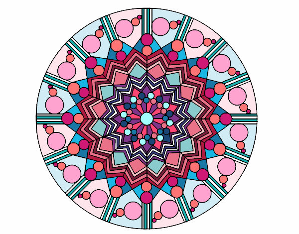 Dibujo Mandala flor con círculos pintado por bonfi