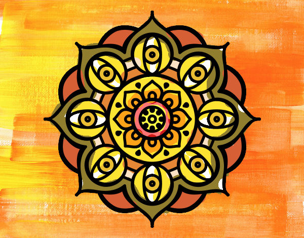 Dibujo Mandala ojos abiertos pintado por cata200