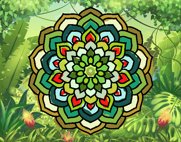 Dibujo Mandala pétalos de flor pintado por cata200