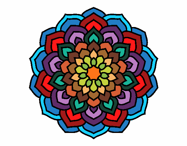 Dibujo Mandala pétalos de flor pintado por bonfi