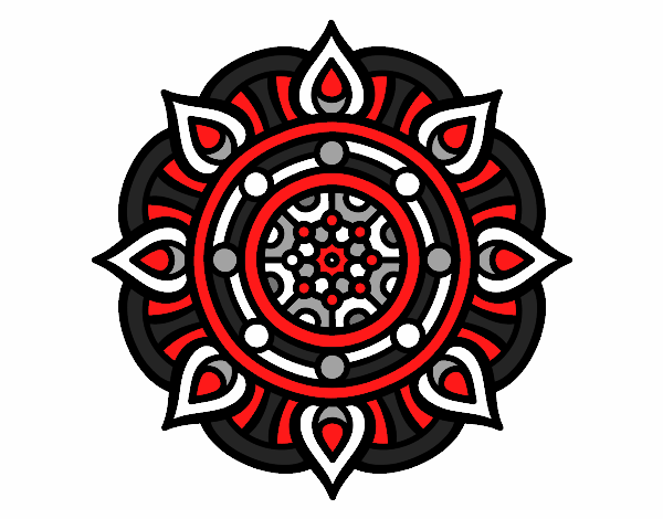 Dibujo Mandala puntos de fuego pintado por bonfi