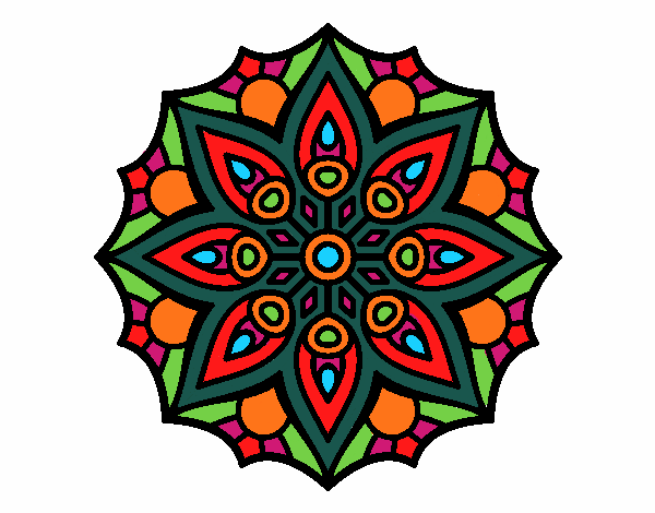 Dibujo Mandala simetría sencilla pintado por bonfi
