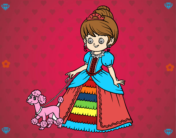 Dibujo Princesa con perrito pintado por Sosa2005