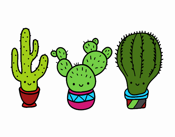 Dibujo 3 mini cactus pintado por yuridia31