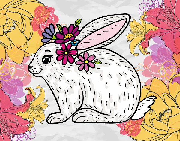 Dibujo Conejo primaveral pintado por Flaviusky