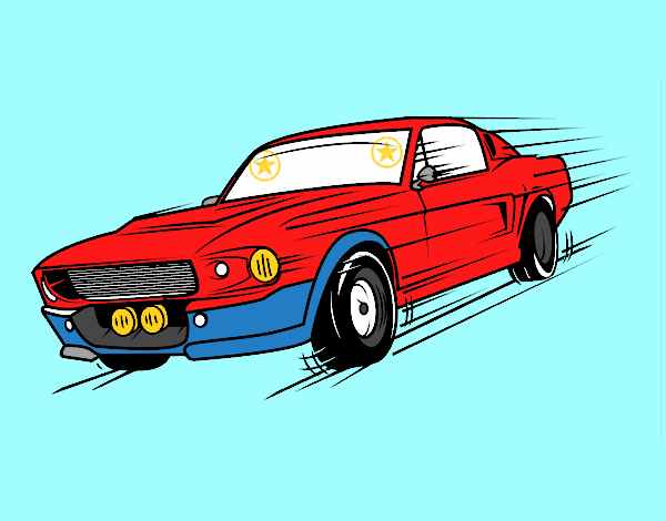 Dibujo Mustang retro pintado por Mondragon1