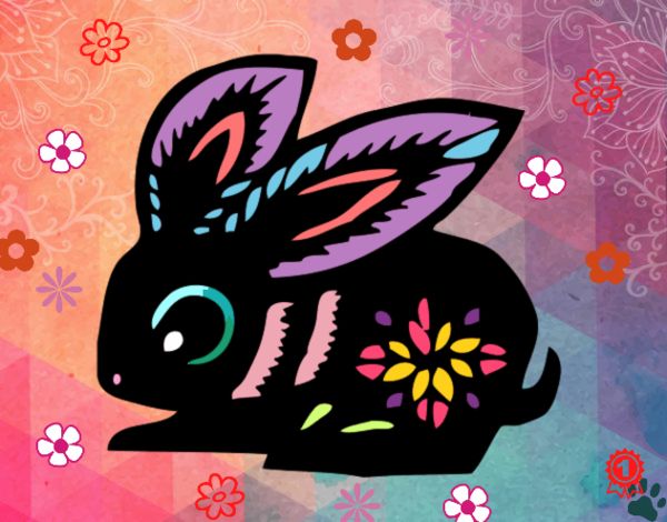 Dibujo Signo del conejo pintado por cuyito