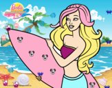Dibujo Barbie va a surfear pintado por xerras
