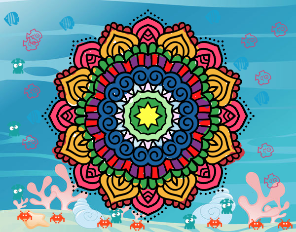 Dibujo Mandala estrella decorada pintado por samiangeli