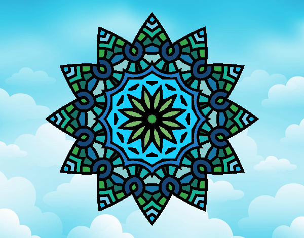 Dibujo Mandala estrella floral pintado por SILUFU