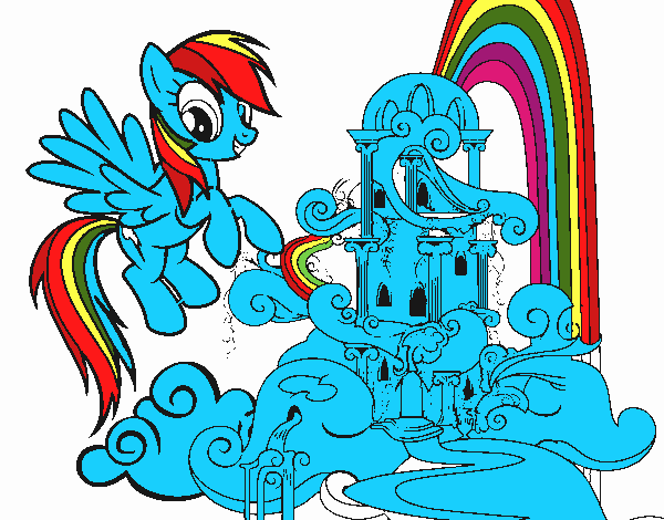 Dibujo Rainbow Dash en su palacio pintado por joshue