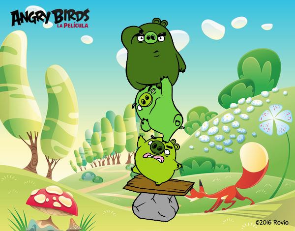 Dibujo Cerdos verdes de Angry Birds pintado por familita