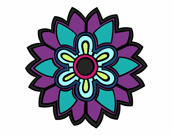 Dibujo Mándala con forma de flor weiss pintado por zerodack