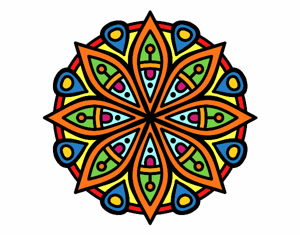 Dibujo Mandala para la concentración pintado por Atobomu