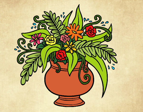 Dibujo Un jarrón con flores pintado por familita