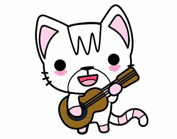 Dibujo Gato guitarrista pintado por kyubixd