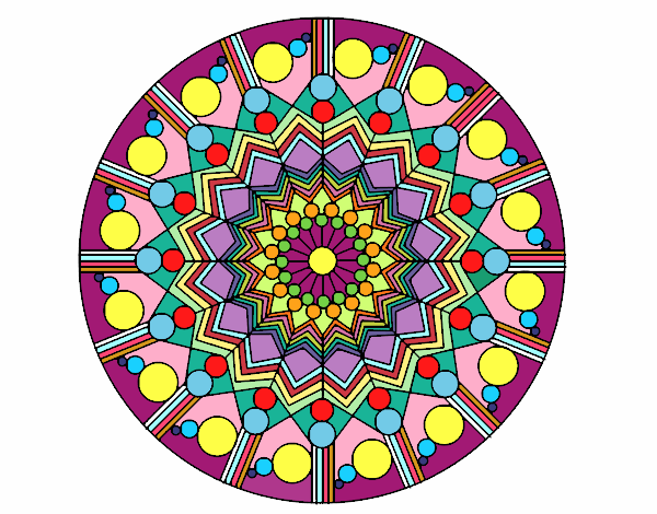 Dibujo Mandala flor con círculos pintado por Atobomu