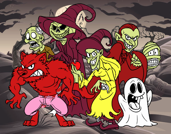 Dibujo Monstruos de Halloween pintado por juandavid6