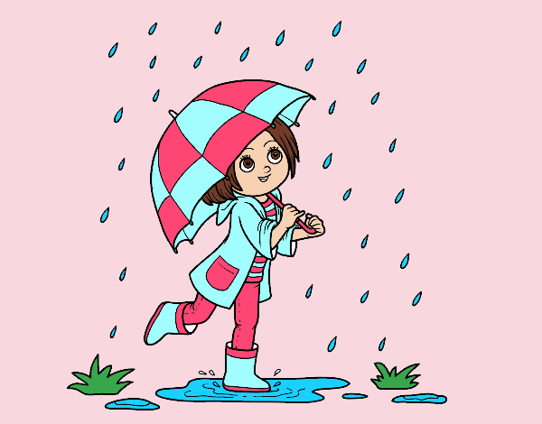 Dibujo Niña con paraguas bajo la lluvia pintado por Eduanyelis