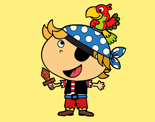 Pirata niño con loro