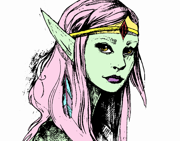 Dibujo Princesa elfo pintado por fecha